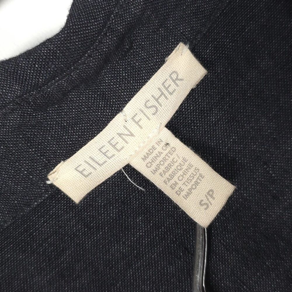 EILEEN FISHER Women's Top Blouse SMALL 100% Organic Linen Dark Blue Shirt S16LOL - Picture 2 of 8